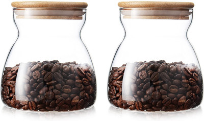 multi zone Glass Grocery Container  - 650 ml(Pack of 2, Clear)