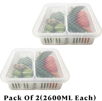 ksquare Plastic Fridge Container  - 2600 ml(Pack of 2, Clear)