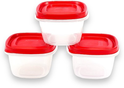 TORIVA Polypropylene, Plastic Grocery Container  - 475 ml(Pack of 3, Red, Clear)