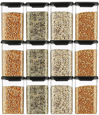 Ecodex Plastic Grocery Container  - 1100 ml(Pack of 12, Black)