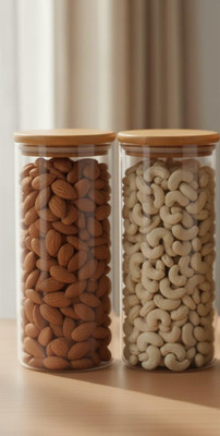 WOLLONGONG HOMES Glass Grocery Container  - 1000 ml(Pack of 2, Transparent)