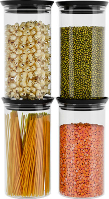 TEX-RO Plastic Grocery Container  - 1500 ml(Pack of 4, Black)