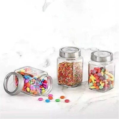 HANUMAN TRADINGS CO Glass Tea Coffee & Sugar Container  - 300 ml(Pack of 3, Clear)