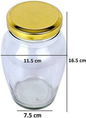 b7 Creations Glass Pickle Jar  - 950 ml(Pack of 2, Clear)