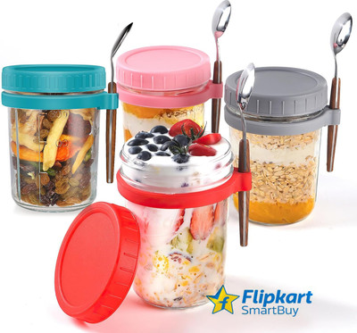 Flipkart SmartBuy Glass Utility Container  - 350 ml(Pack of 4, Multicolor)