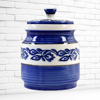 TrulyCeramics Ceramic Pickle Jar  - 50 ml(Blue)