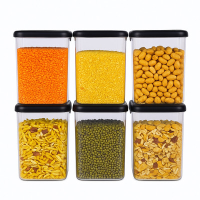 Sajano Plastic Grocery Container  - 1100 ml(Pack of 6, White)