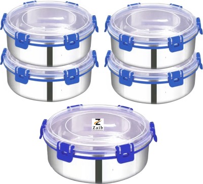 Zaib Stainless Steel Fridge Container  - 1000 ml(Pack of 5, Blue)