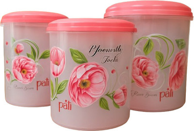 SHREE MART Plastic Grocery Container  - 5 kg, 7 kg, 11 kg(Pack of 3, Pink)