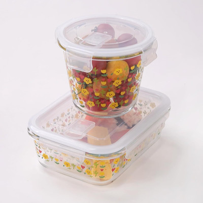 KUBER INDUSTRIES Glass Utility Container  - 610 ml, 960 ml(Pack of 2, Clear)