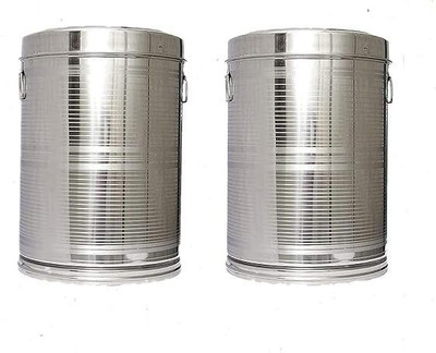 Bhalia Craft Stainless Steel Utility Container  - 15 kg, 15 kg(Pack of 2, Silver)