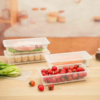 VIX Plastic Fridge Container  - 1500 ml(Pack of 4, Clear)
