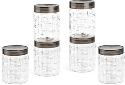 Sk world Plastic Cookie Jar  - 250 ml(Pack of 6, Black)