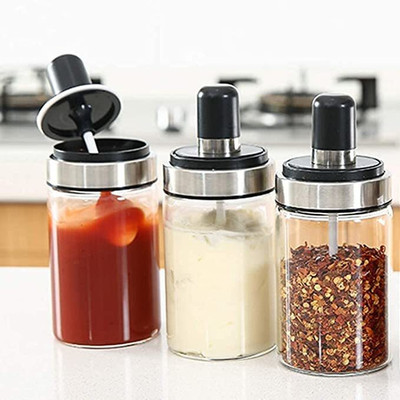 Triyugo Glass Tea Coffee & Sugar Container  - 250 ml(Pack of 3, Clear)