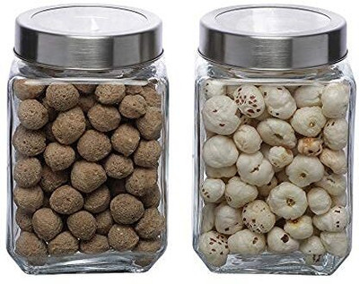 GOOD TO GREAT CREATION Glass Grocery Container  - 1000 ml(Pack of 2, Clear)