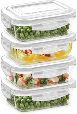 BOROSIL Glass Grocery Container  - 2560 ml(Pack of 4, Clear)