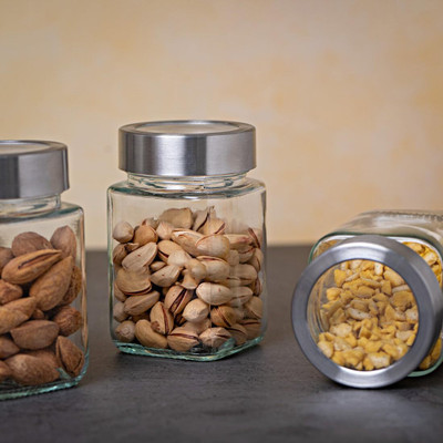 alkorez Glass Grocery Container  - 310 ml(Pack of 3, Clear)
