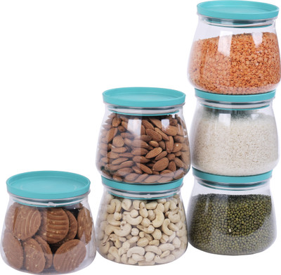 SELANA Plastic Grocery Container  - 800 ml(Pack of 6, Blue, Clear)