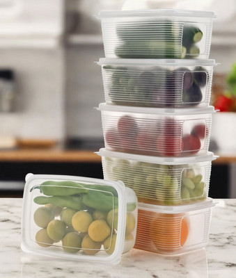 OMORTEX Plastic Utility Container  - 1800 ml(Pack of 6, Clear)