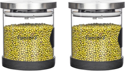 Femora Glass, Silicone Cookie Jar  - 500 ml(Pack of 2, Clear)