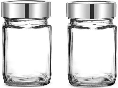 IndusBay Glass Utility Container  - 350 ml(Pack of 2, Clear)