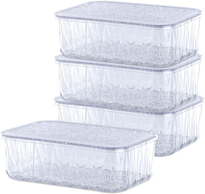 KUBER INDUSTRIES Polypropylene Utility Container  - 1200 ml(Pack of 4, Transparent)