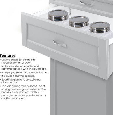TREO Glass Utility Container  - 1300 ml(Clear)