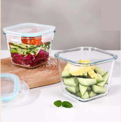 NITYANAVIN Glass Grocery Container  - 900 ml(Pack of 2, Clear)