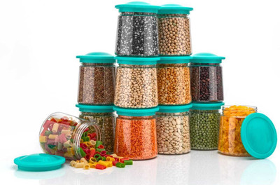 HASHONE Plastic Grocery Container  - 1100 ml(Pack of 12, Green)