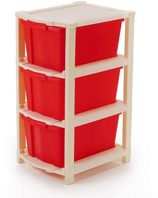 crokdox 3 Compartments Plastic Multi Purpose, Makeup, Jewellery(Red)