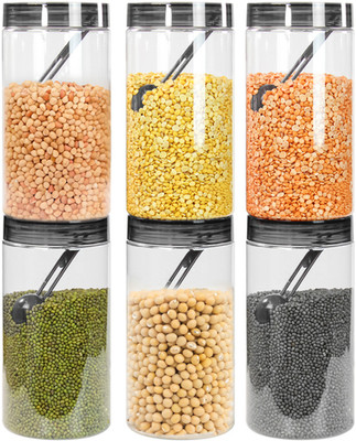 Pearlpet Plastic Grocery Container  - 1650 ml(Pack of 6, Black)
