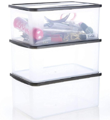 KDZONE Plastic Grocery Container  - 2000 ml(Pack of 3, Clear)