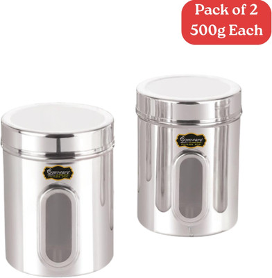 SOMWARE Stainless Steel Utility Container  - 500 g(Pack of 2, Silver)