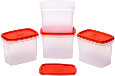 TUPPERWARE Plastic Grocery Container  - 800 ml(Pack of 4, Clear, Red)