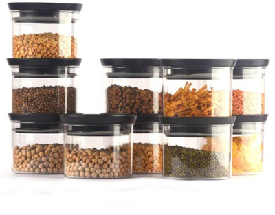 QUPSY Plastic Grocery Container  - 500 ml(Pack of 10, Black)