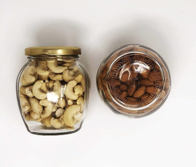 JIGSHTIAL Glass Tea Coffee & Sugar Container  - 400 ml(Pack of 2, Gold)