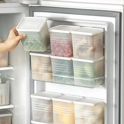 DEEJET Plastic Fridge Container  - 1100 ml(Pack of 6, Clear)