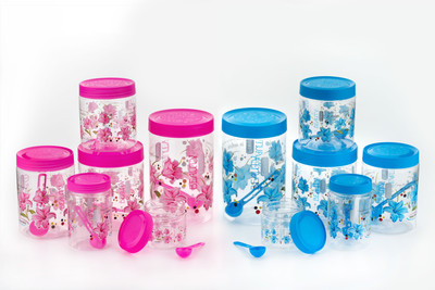PEYTON Plastic Grocery Container  - 250 ml, 500 ml, 750 ml, 1000 ml, 1500 ml, 2000 ml(Pack of 12, Pink, Blue)