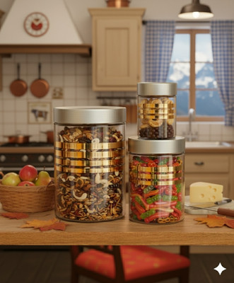 DYK Plastic Tea Coffee & Sugar Container  - 1200 ml, 650 ml, 350 ml, 230 ml(Pack of 16, Silver)