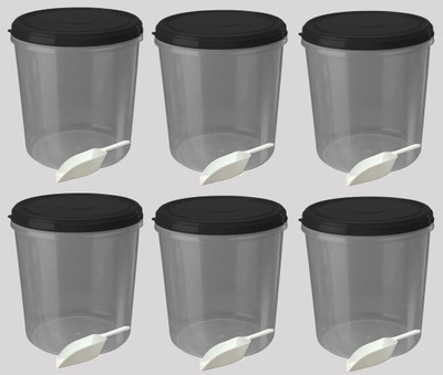 AK HUB Plastic Grocery Container  - 10000 ml(Pack of 6, Black)