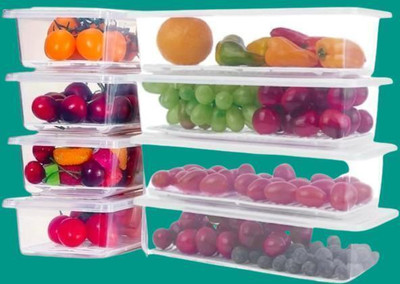 busaji enterprise Plastic Fridge Container  - 1500 ml(Pack of 5, White)