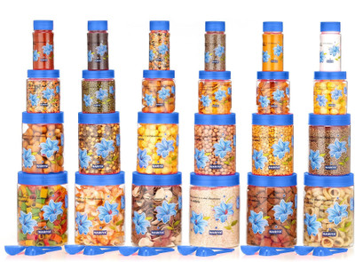 PEYTON Plastic Grocery Container  - 1200 ml, 650 ml, 350 ml, 110 ml(Pack of 24, Light Blue)