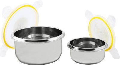 Rema Stainless Steel Utility Container  - 500 ml, 150 ml(Pack of 2, Silver)