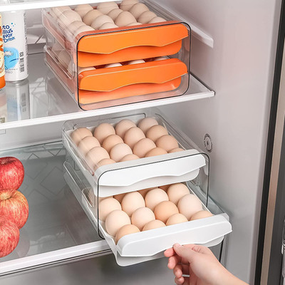 HomeCloud Plastic Egg Container  - 2 dozen(Grey, White, Orange)