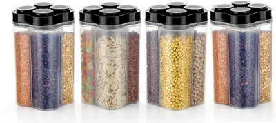 ADMONITION Plastic Grocery Container  - 2500 ml(Pack of 4, Black)