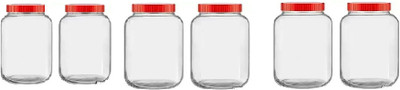 tirth hub Glass Grocery Container  - 2000 ml(Pack of 6, Clear)