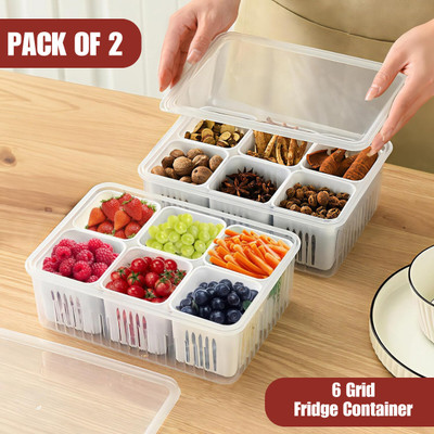 Ecodex Plastic Fridge Container  - 2000 ml(Pack of 2, White)