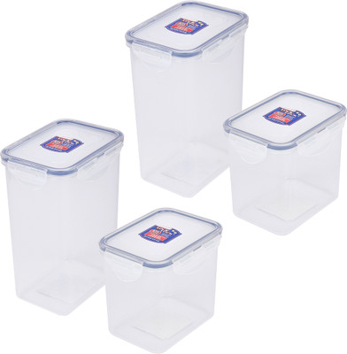 LOCK & LOCK Plastic Grocery Container  - 850 ml, 1300 ml(Pack of 4, Clear)
