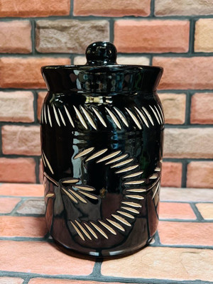 Newai Ceramic Pickle Jar  - 1000 ml(Black)