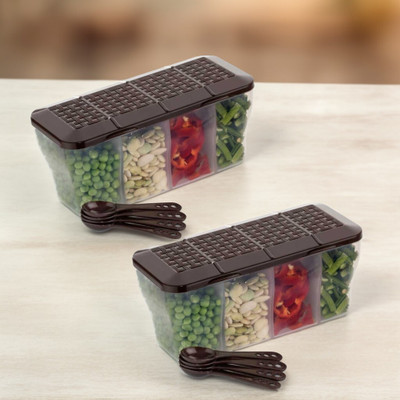 Metrolife Plastic Grocery Container  - 1800 ml(Pack of 2, Brown)